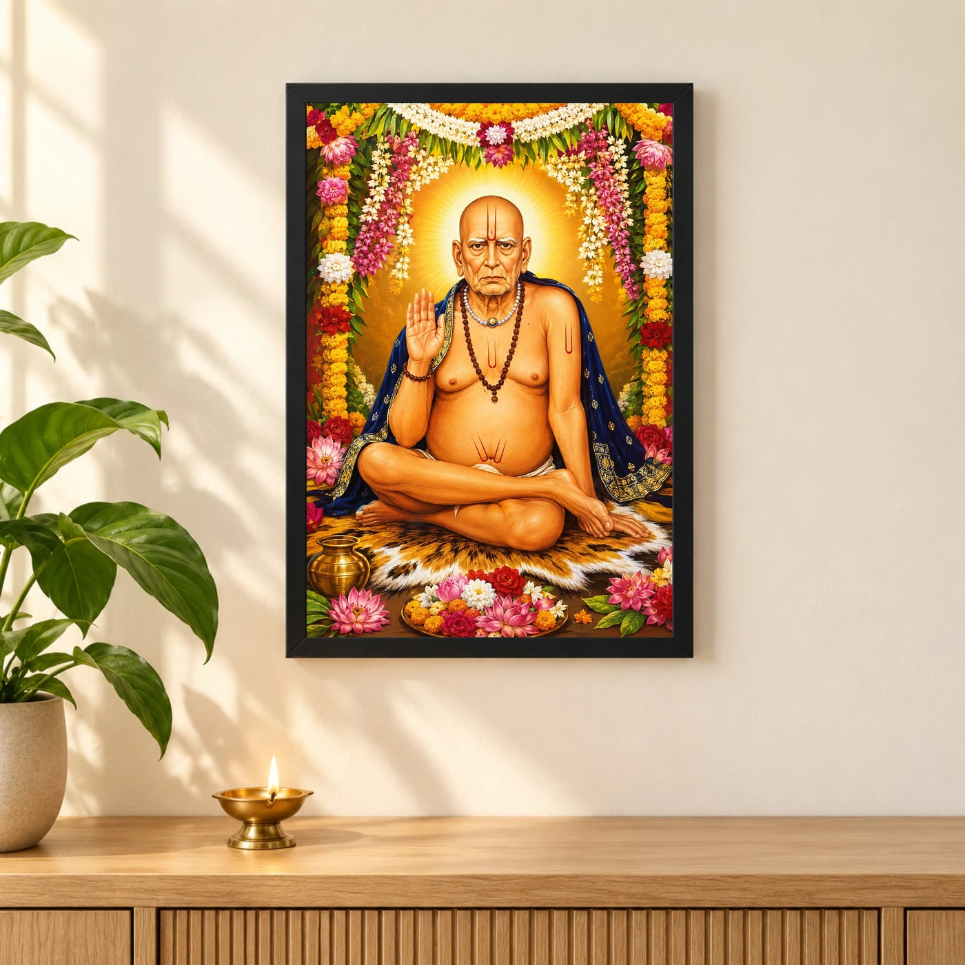 Swami Samarth Grand Festival Flower Decoration Photo Frame, view 3