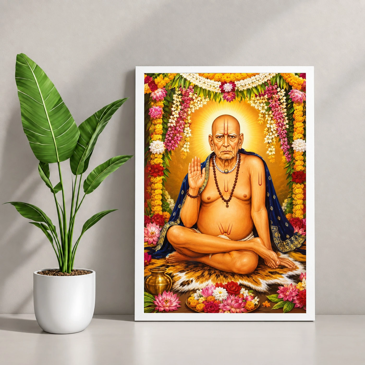 Swami Samarth Grand Festival Flower Decoration Photo Frame, view 4