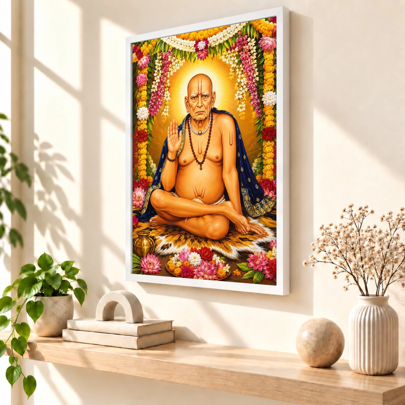 Swami Samarth Grand Festival Flower Decoration Photo Frame, view 7