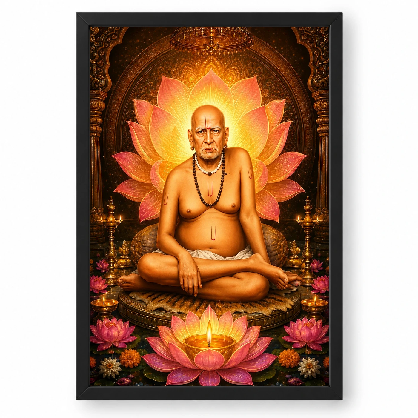 Swami Samarth Lotus And Diya Radiance Photo Frame