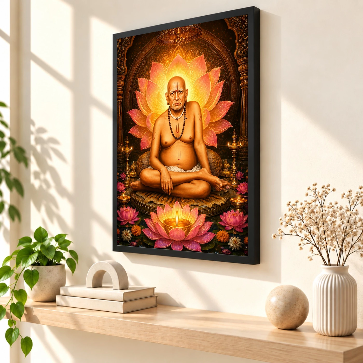 Swami Samarth Lotus And Diya Radiance Photo Frame, view 2