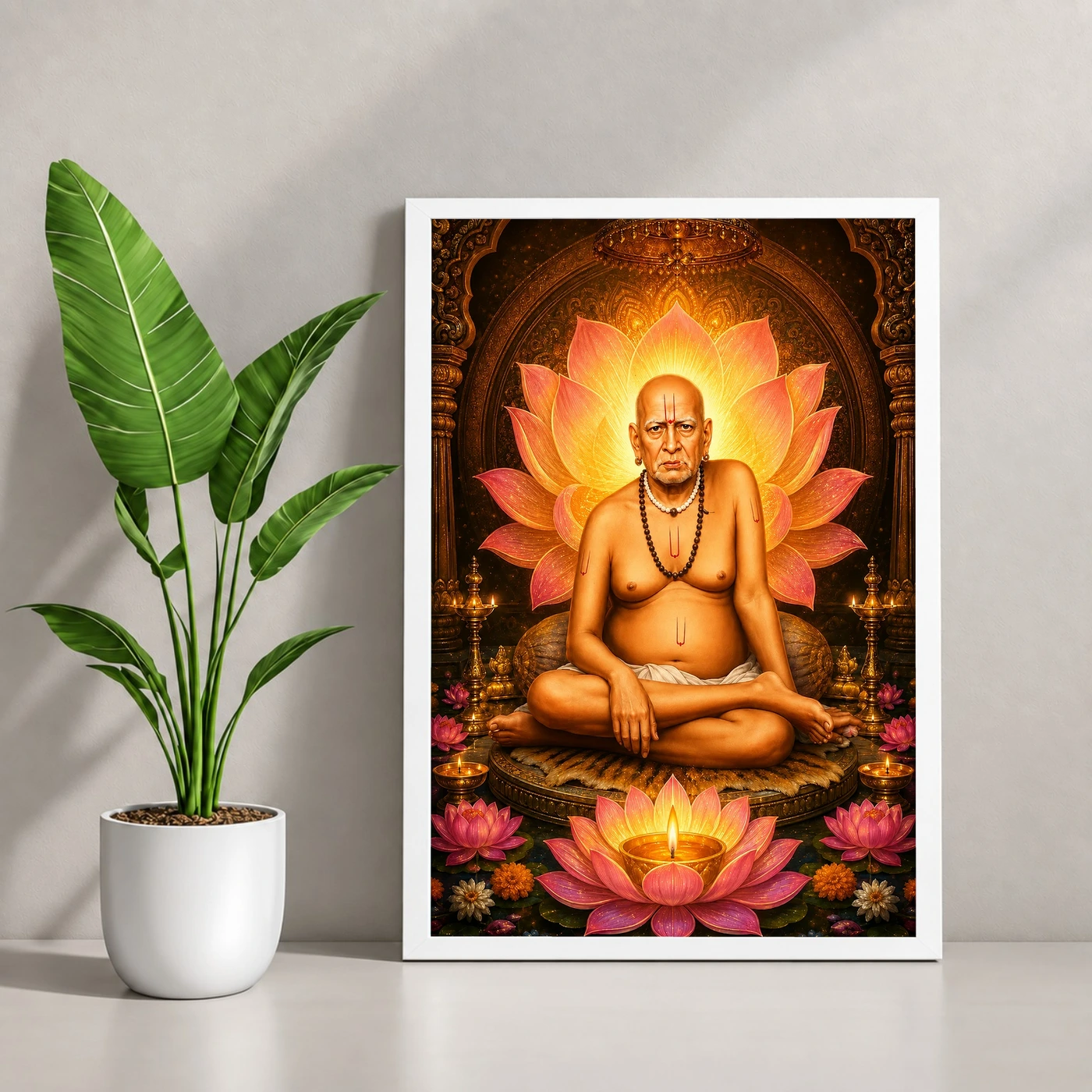 Swami Samarth Lotus And Diya Radiance Photo Frame, view 4