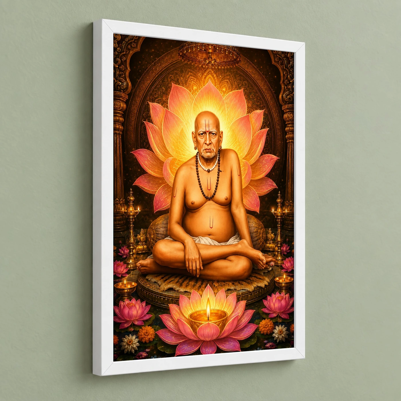 Swami Samarth Lotus And Diya Radiance Photo Frame, view 5