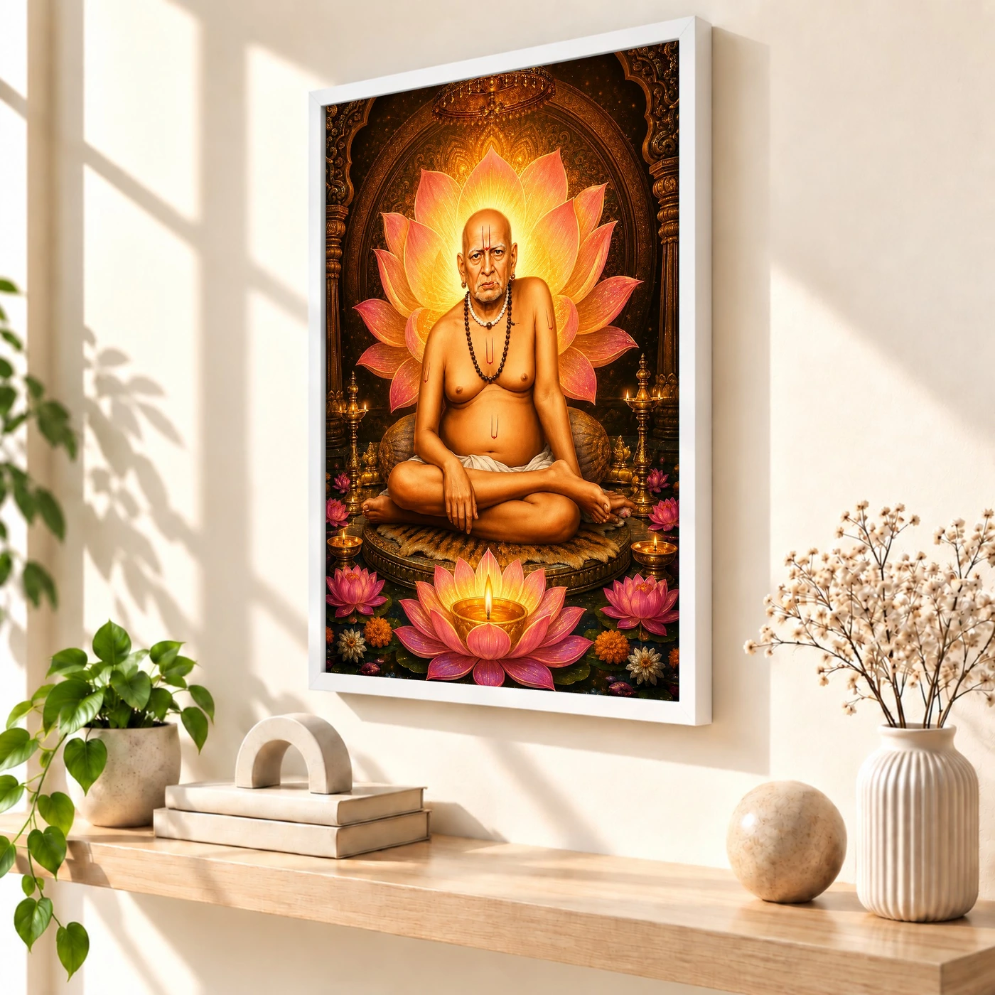 Swami Samarth Lotus And Diya Radiance Photo Frame, view 7