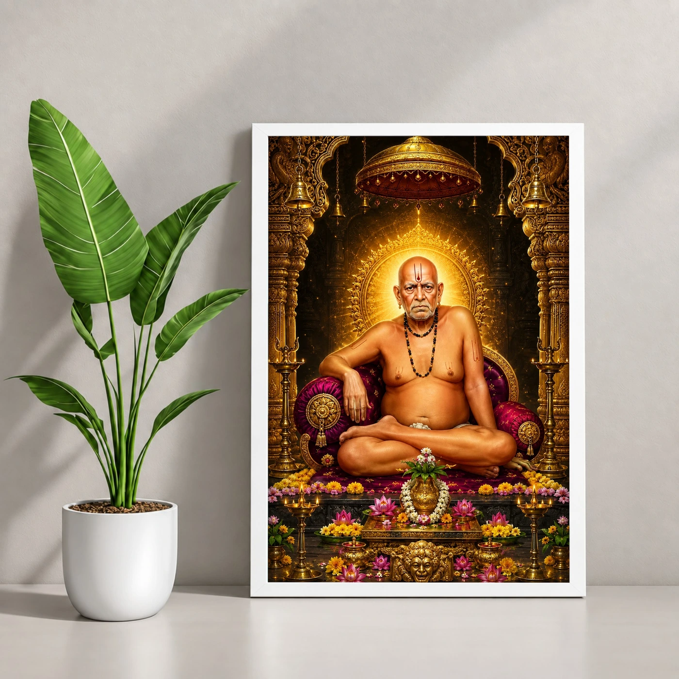 Swami Samarth Ornate Golden Temple Darshan Photo Frame, view 4