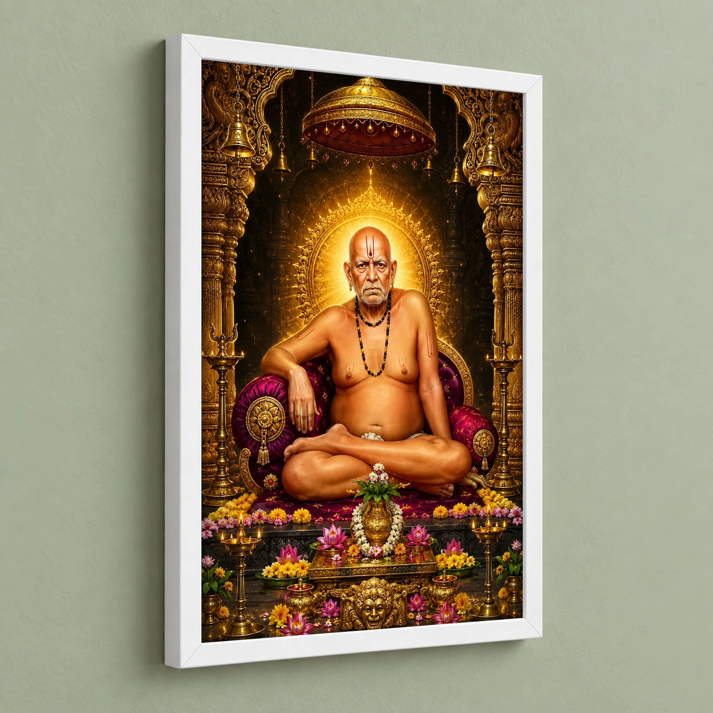 Swami Samarth Ornate Golden Temple Darshan Photo Frame, view 5
