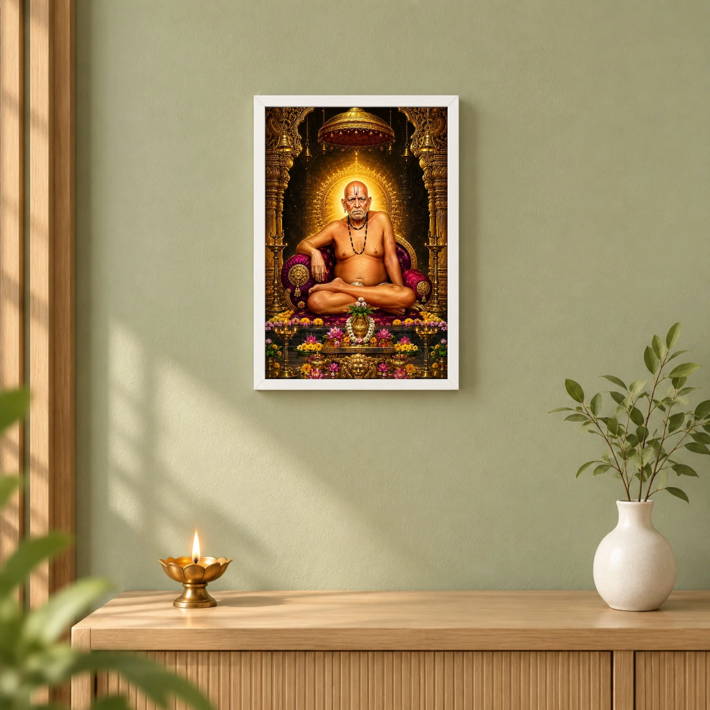 Swami Samarth Ornate Golden Temple Darshan Photo Frame, view 6