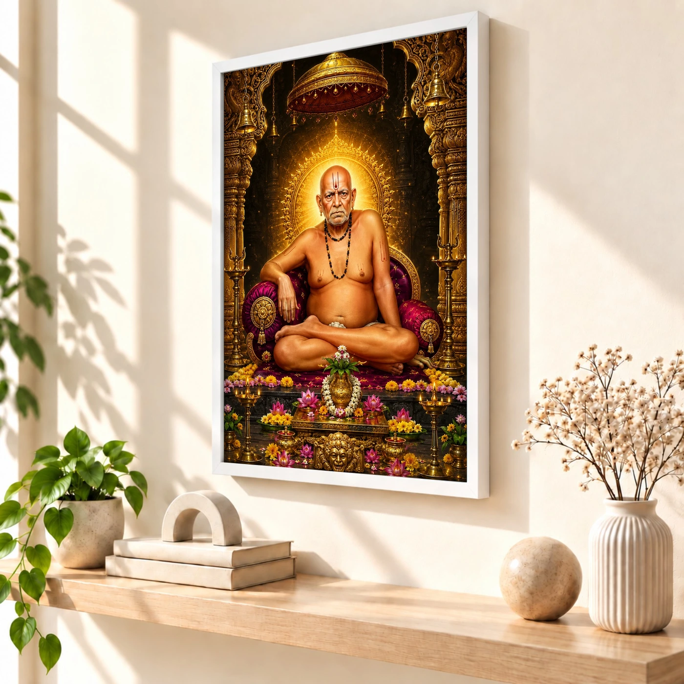 Swami Samarth Ornate Golden Temple Darshan Photo Frame, view 7