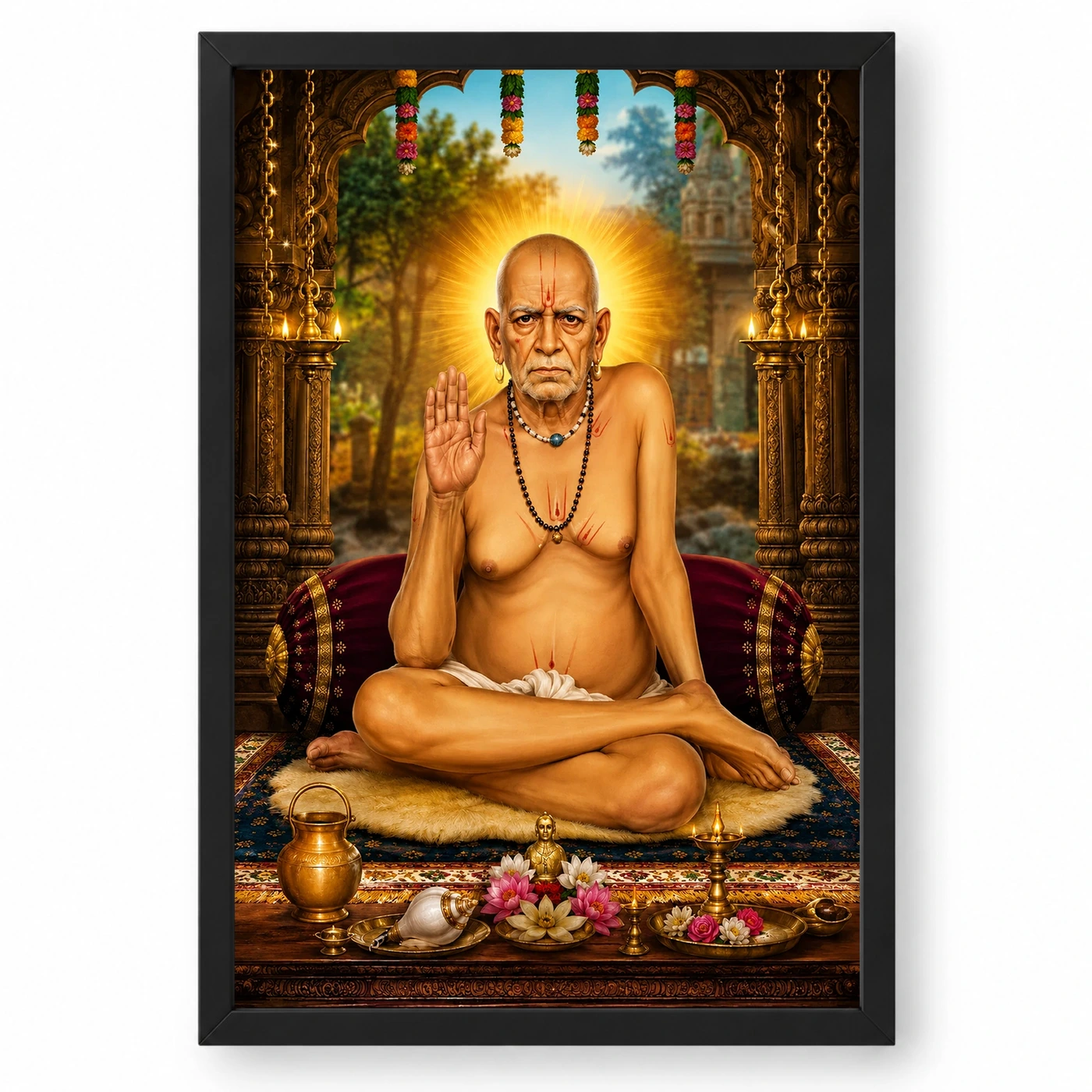 Swami Samarth Peaceful Home Mandir Composition Photo Frame