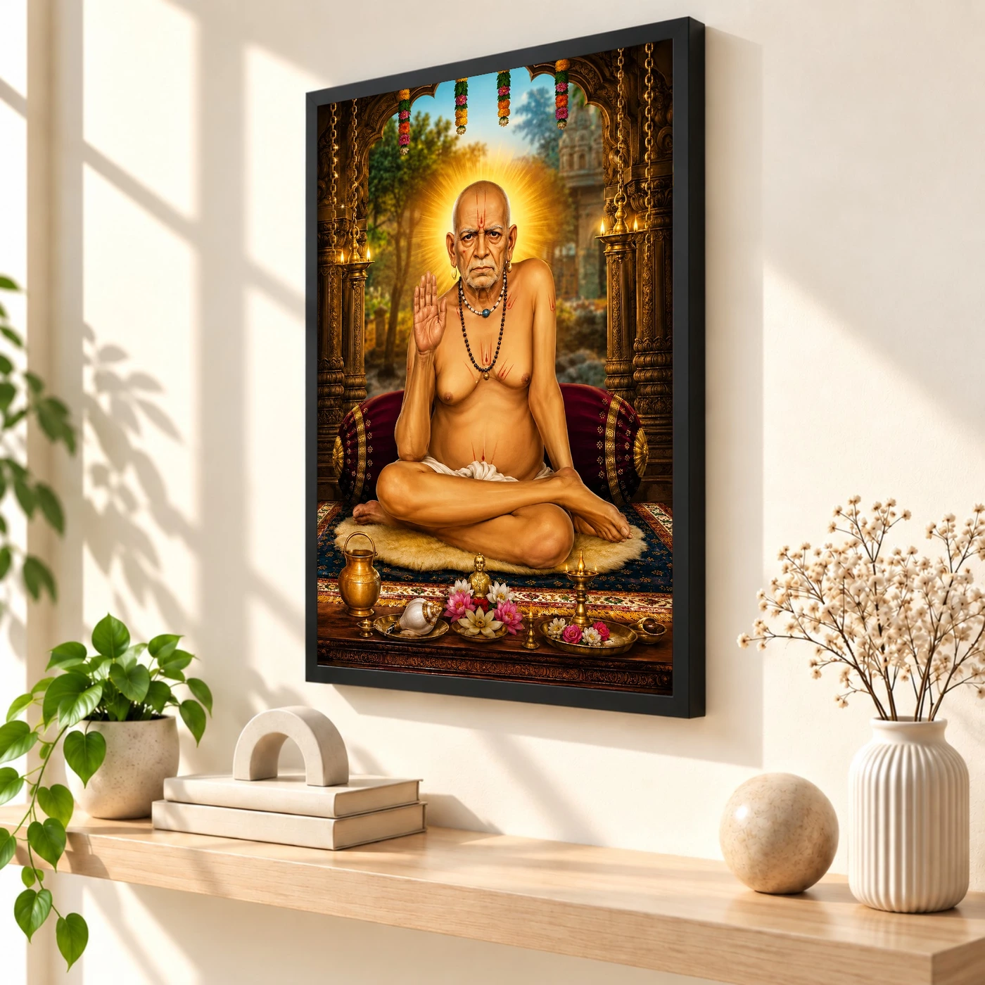 Swami Samarth Peaceful Home Mandir Composition Photo Frame, view 2