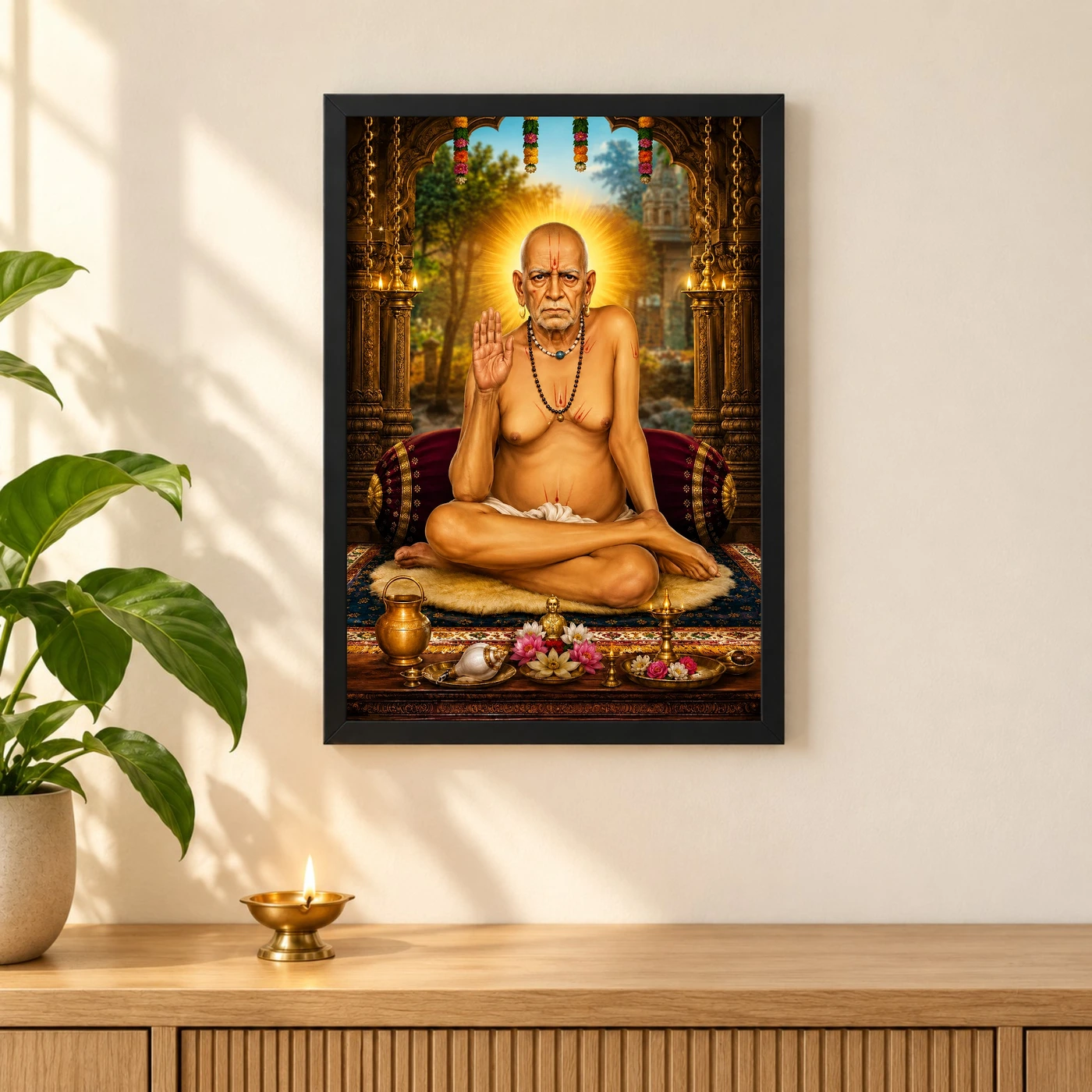 Swami Samarth Peaceful Home Mandir Composition Photo Frame, view 3