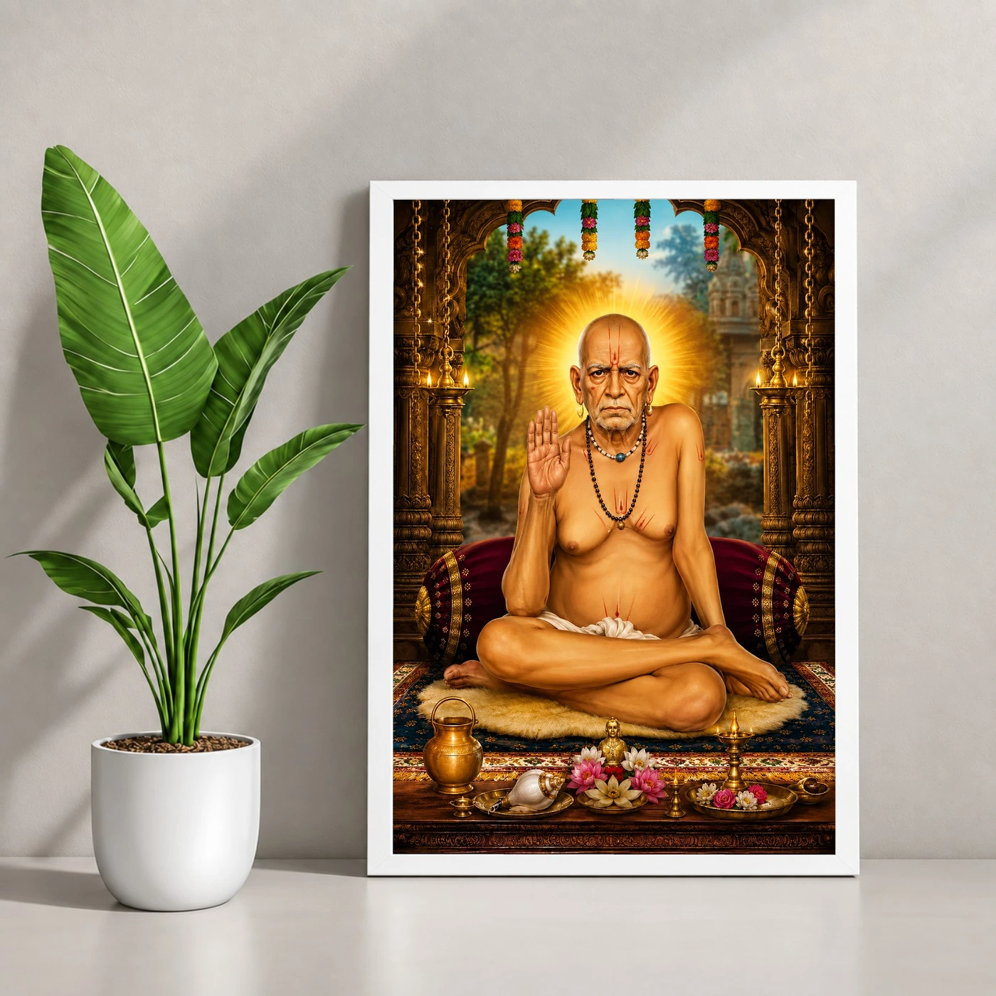 Swami Samarth Peaceful Home Mandir Composition Photo Frame, view 4