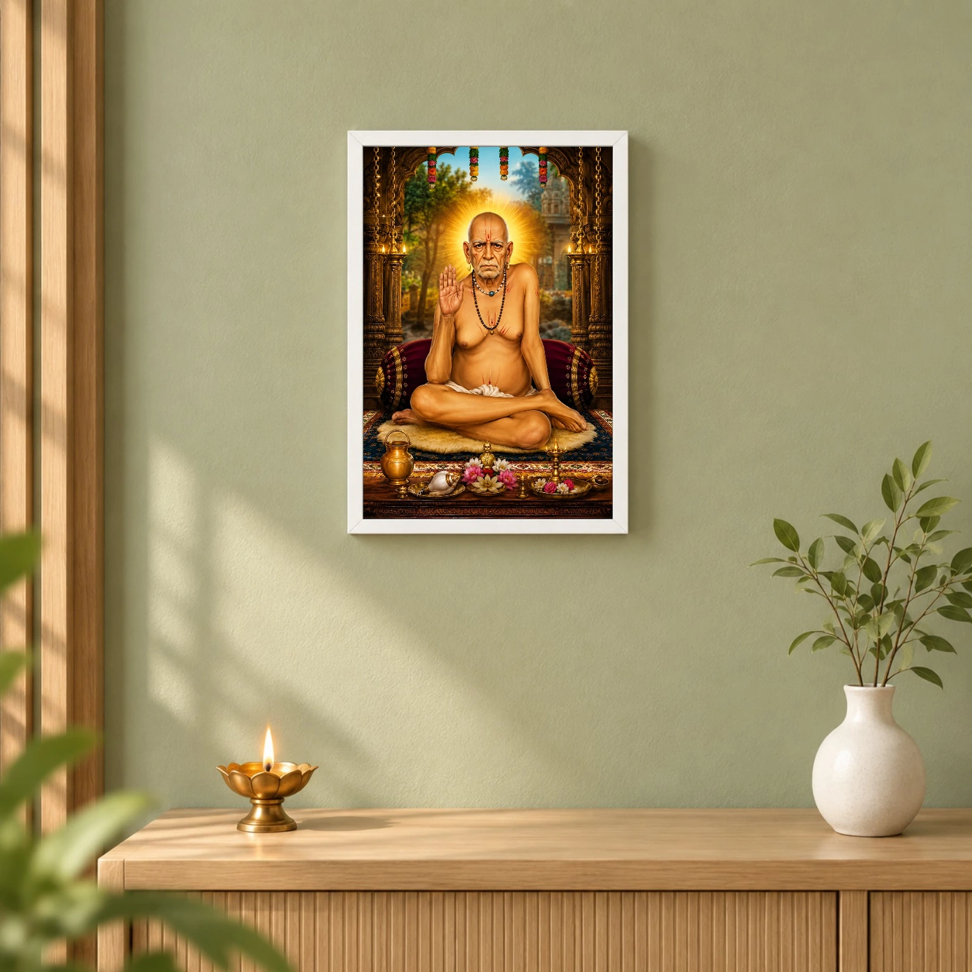 Swami Samarth Peaceful Home Mandir Composition Photo Frame, view 6