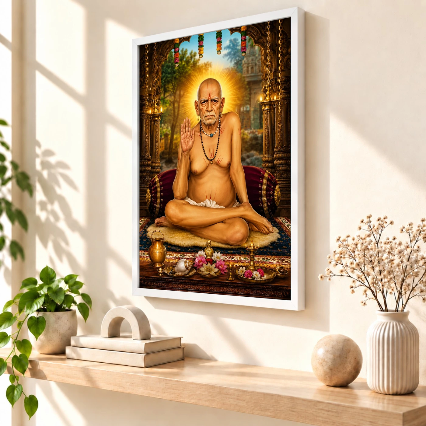 Swami Samarth Peaceful Home Mandir Composition Photo Frame, view 7