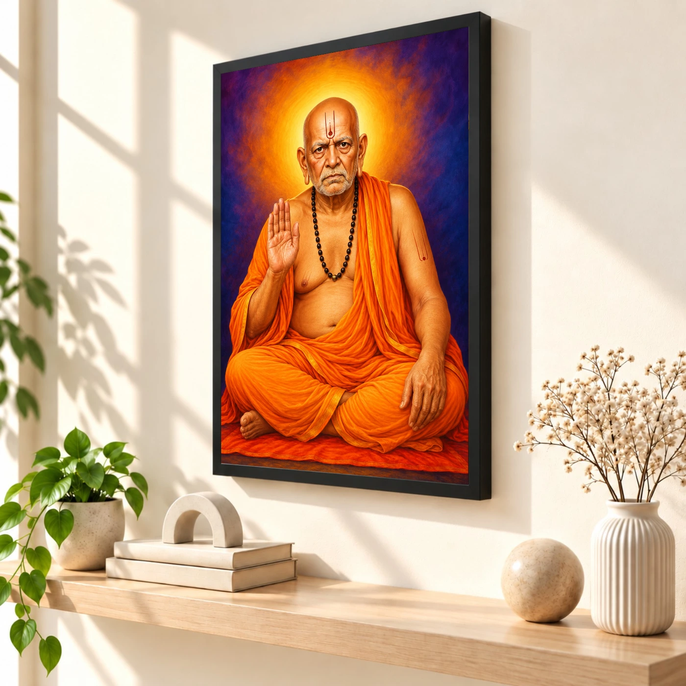 Swami Samarth Royal Jewel-Toned Portrait Photo Frame, view 2