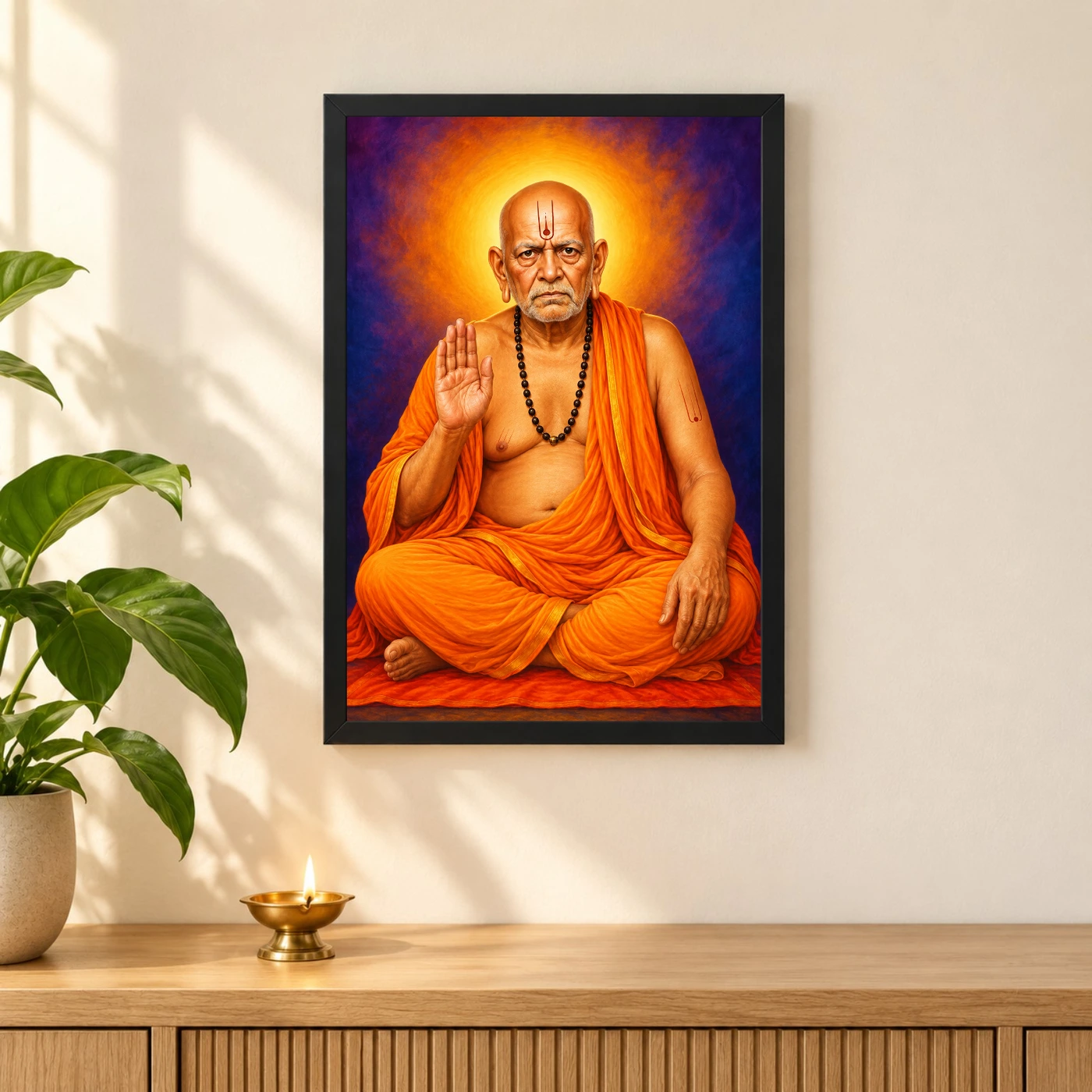 Swami Samarth Royal Jewel-Toned Portrait Photo Frame, view 3
