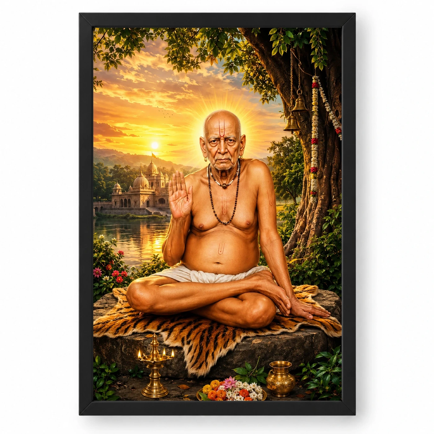 Swami Samarth Serene Sunrise Blessing Photo Frame