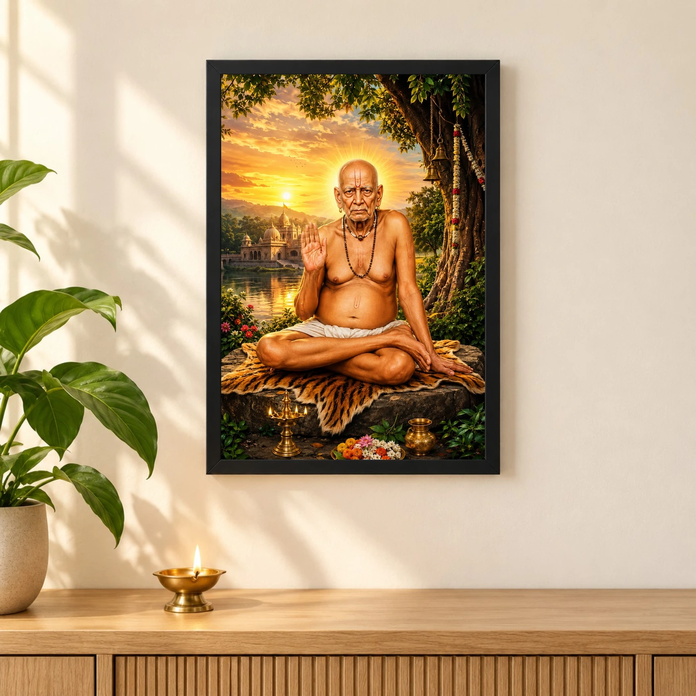 Swami Samarth Serene Sunrise Blessing Photo Frame, view 3