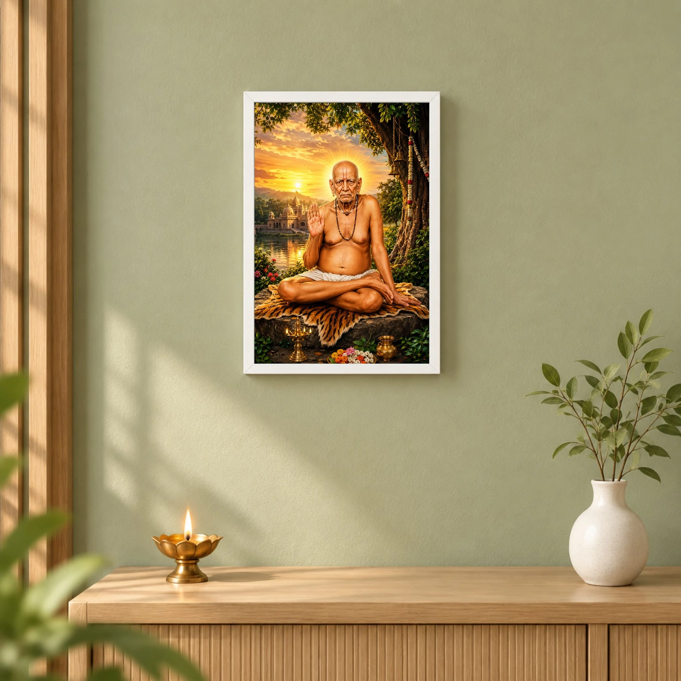 Swami Samarth Serene Sunrise Blessing Photo Frame, view 6