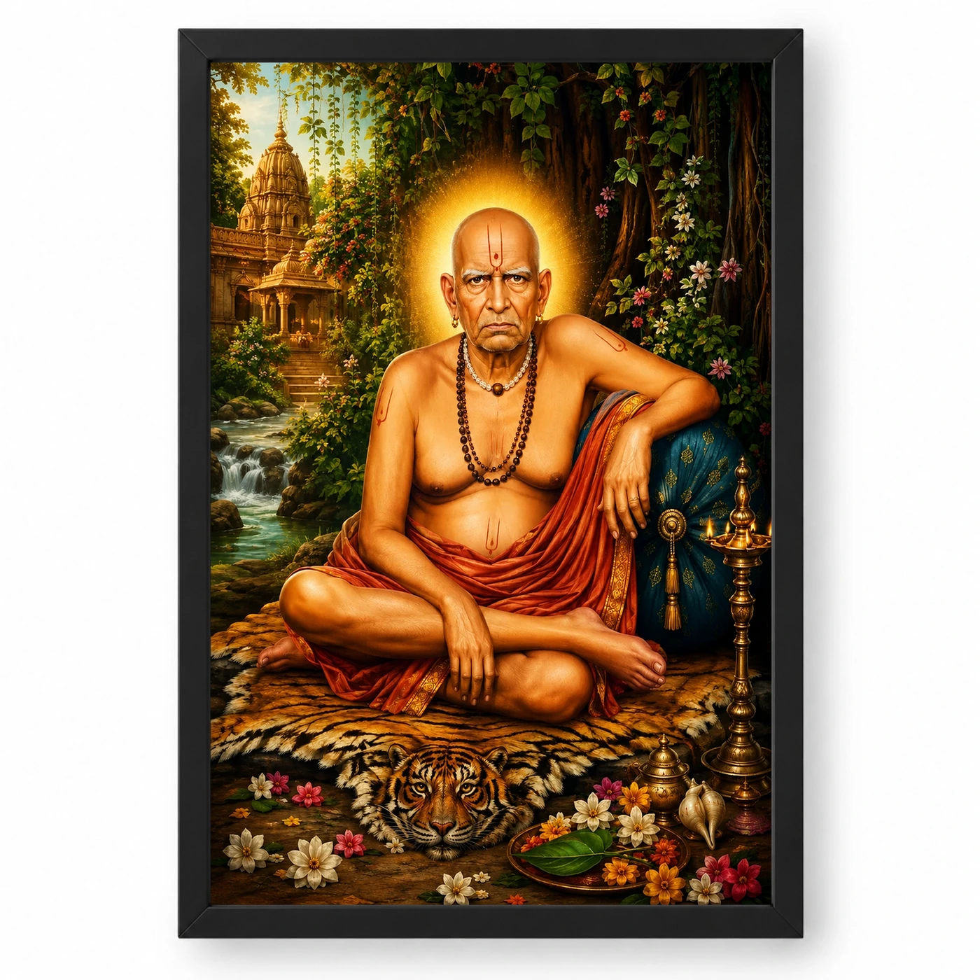Swami Samarth Traditional Indian Miniature-Inspired Devotional Art Photo Frame