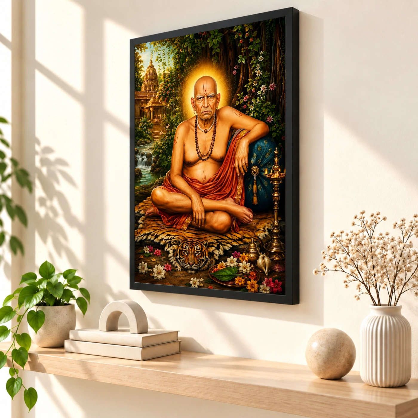 Swami Samarth Traditional Indian Miniature-Inspired Devotional Art Photo Frame, view 2