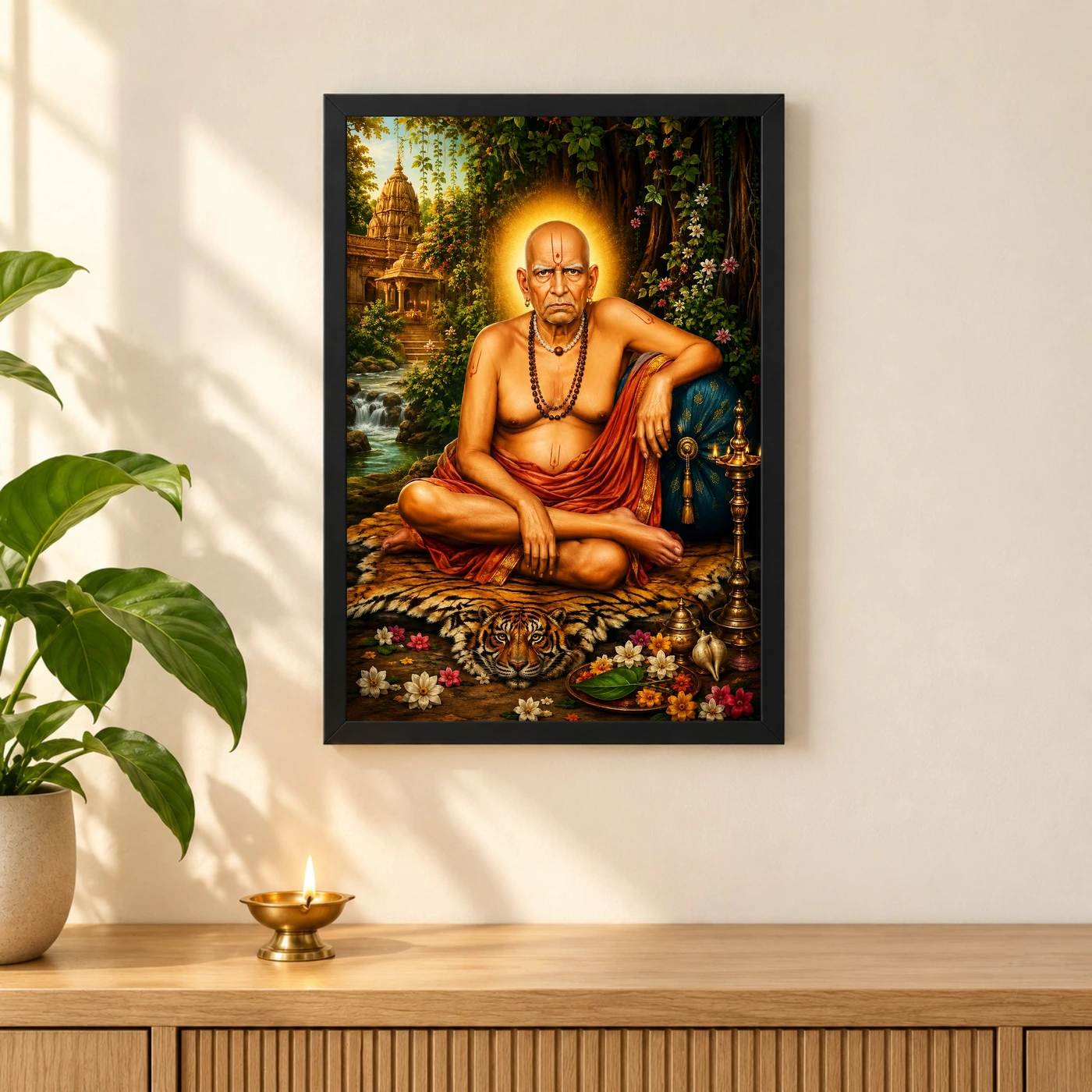 Swami Samarth Traditional Indian Miniature-Inspired Devotional Art Photo Frame, view 3