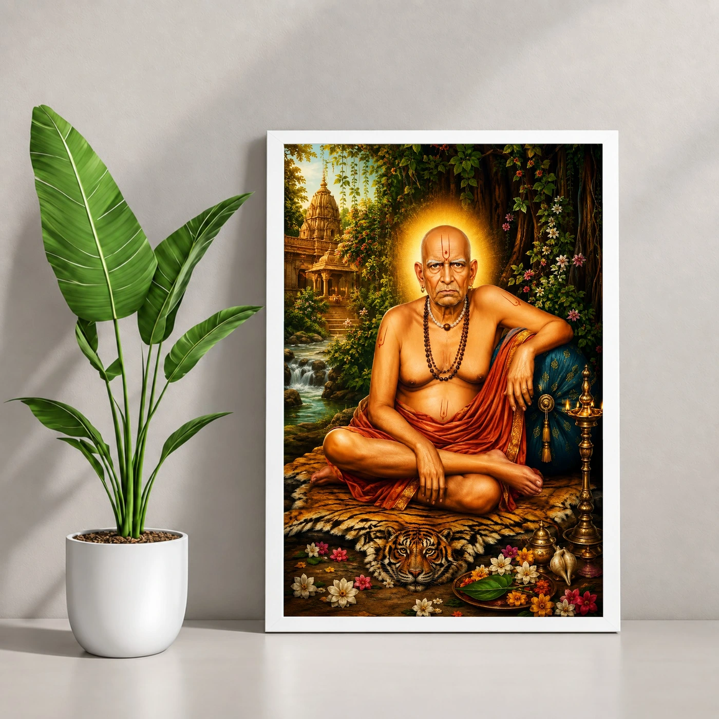 Swami Samarth Traditional Indian Miniature-Inspired Devotional Art Photo Frame, view 4