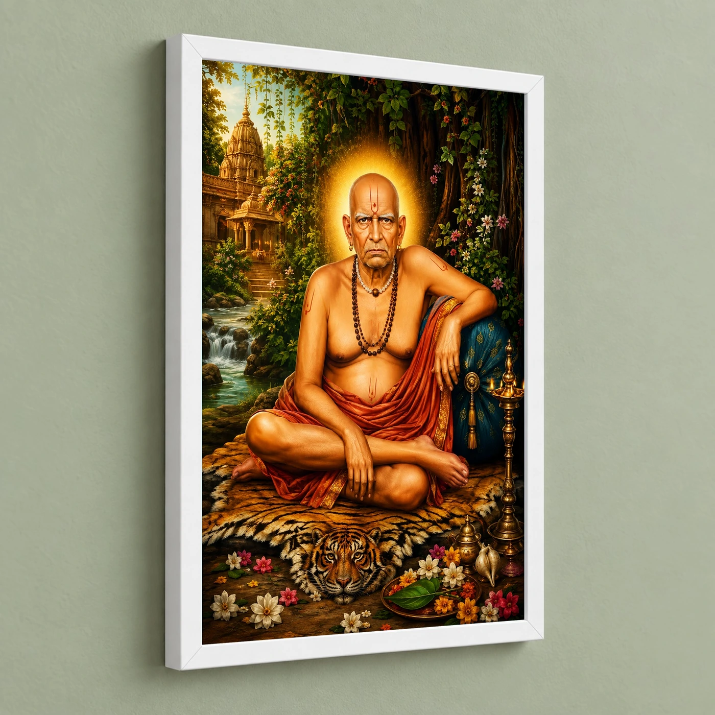 Swami Samarth Traditional Indian Miniature-Inspired Devotional Art Photo Frame, view 5