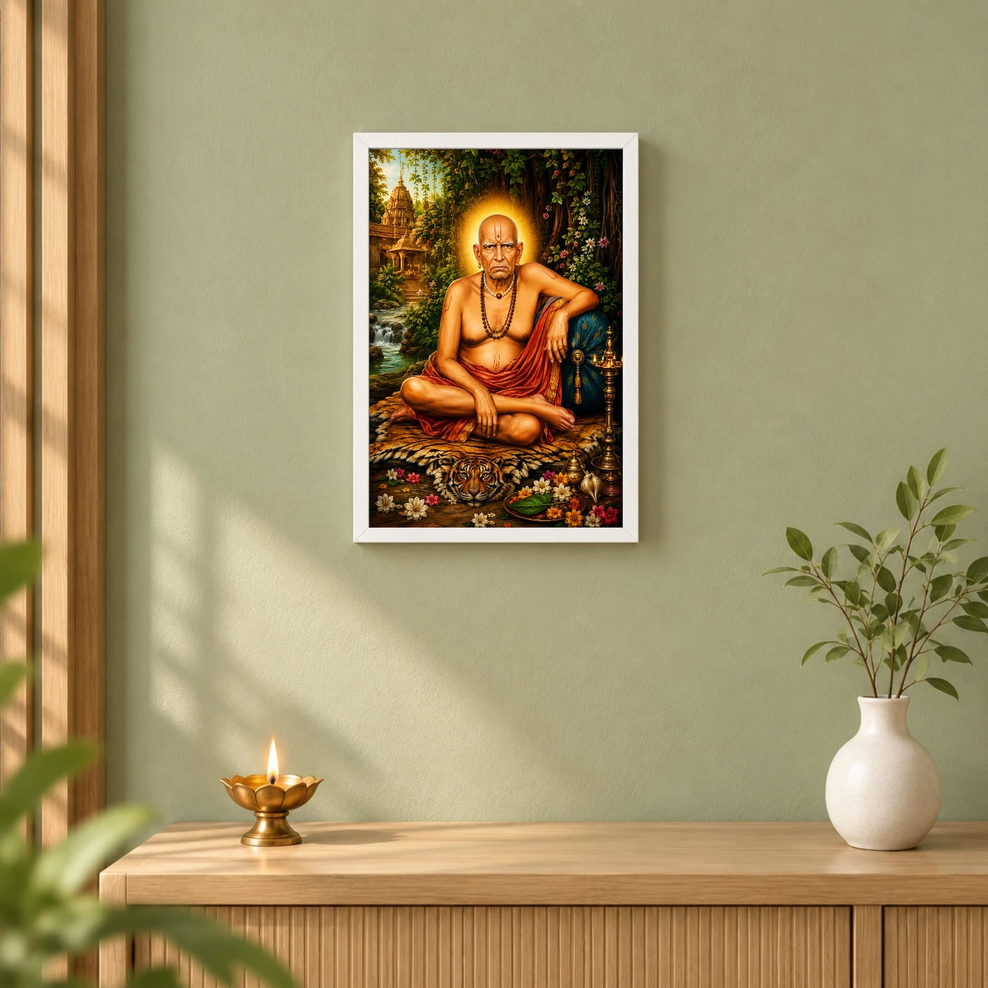 Swami Samarth Traditional Indian Miniature-Inspired Devotional Art Photo Frame, view 6