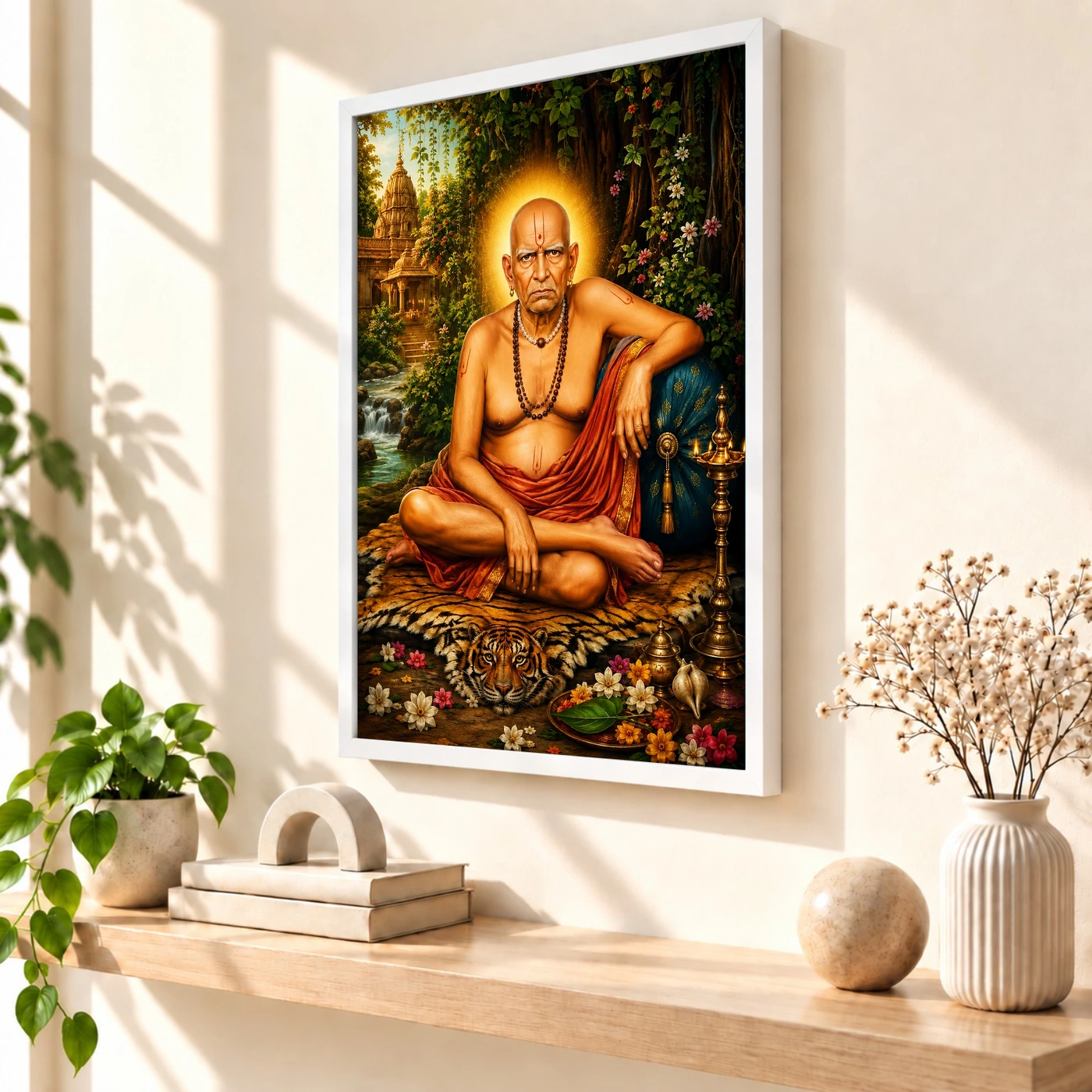 Swami Samarth Traditional Indian Miniature-Inspired Devotional Art Photo Frame, view 7