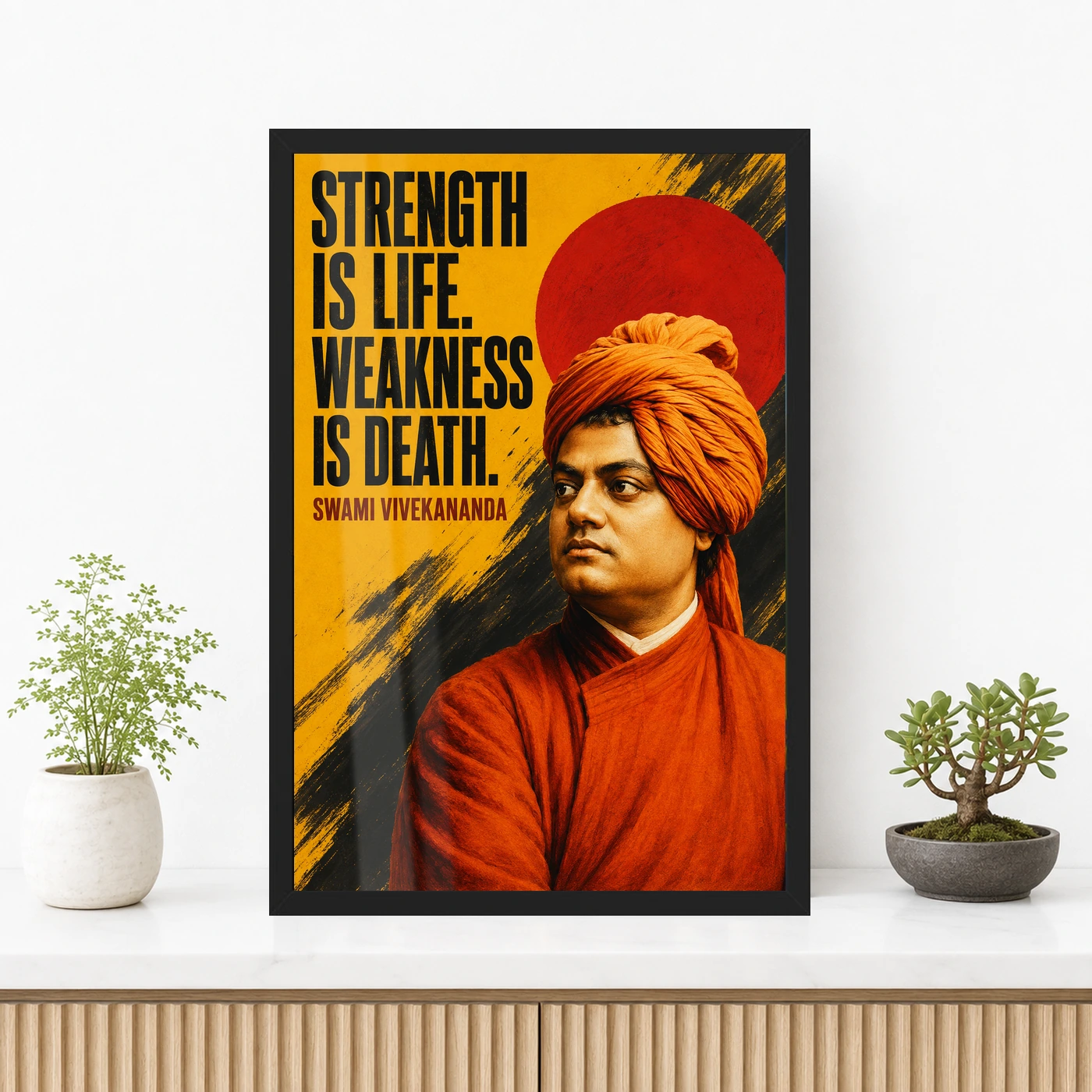 Swami Vivekananda Strength Is Life Quote Photo Frame, view 3
