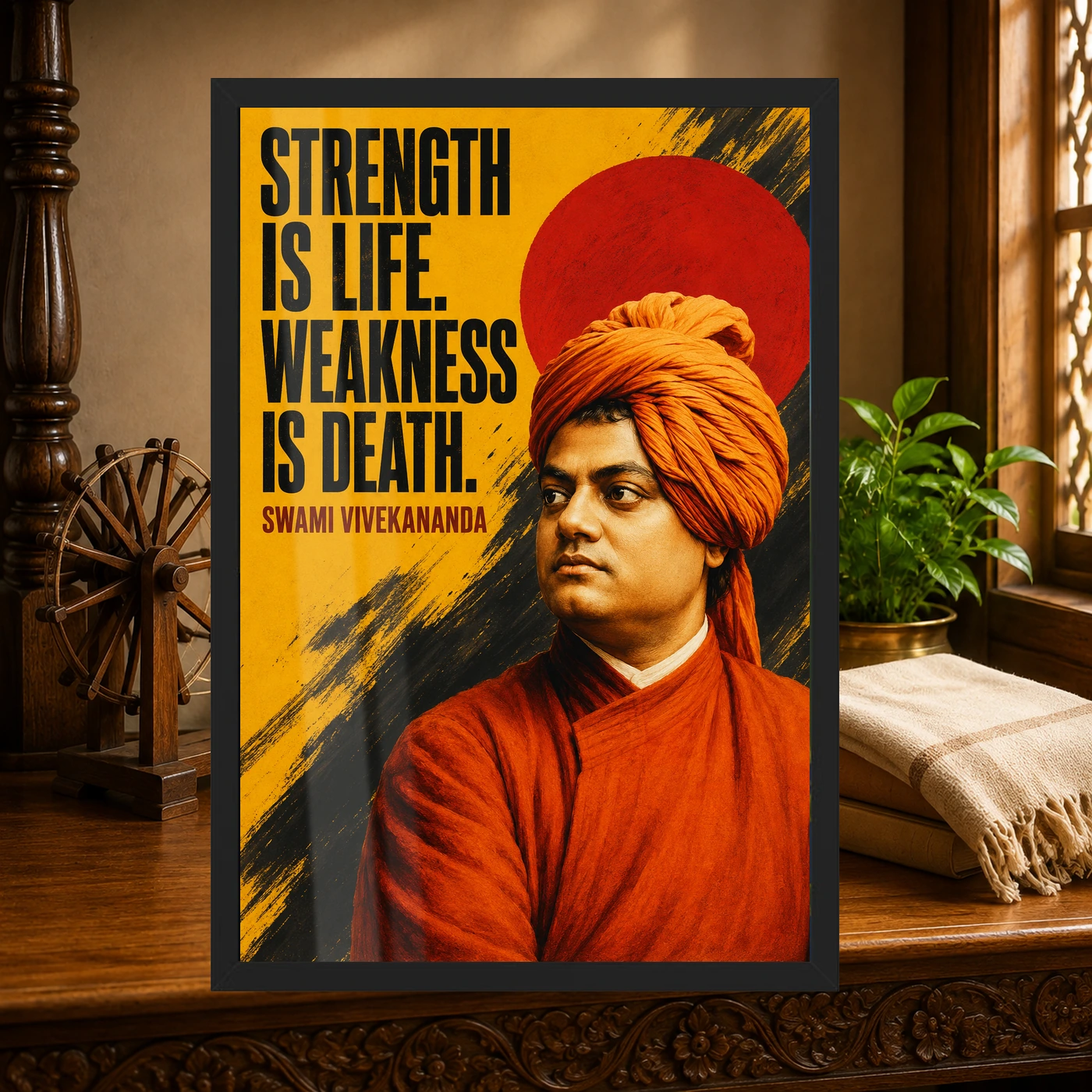 Swami Vivekananda Strength Is Life Quote Photo Frame, view 4