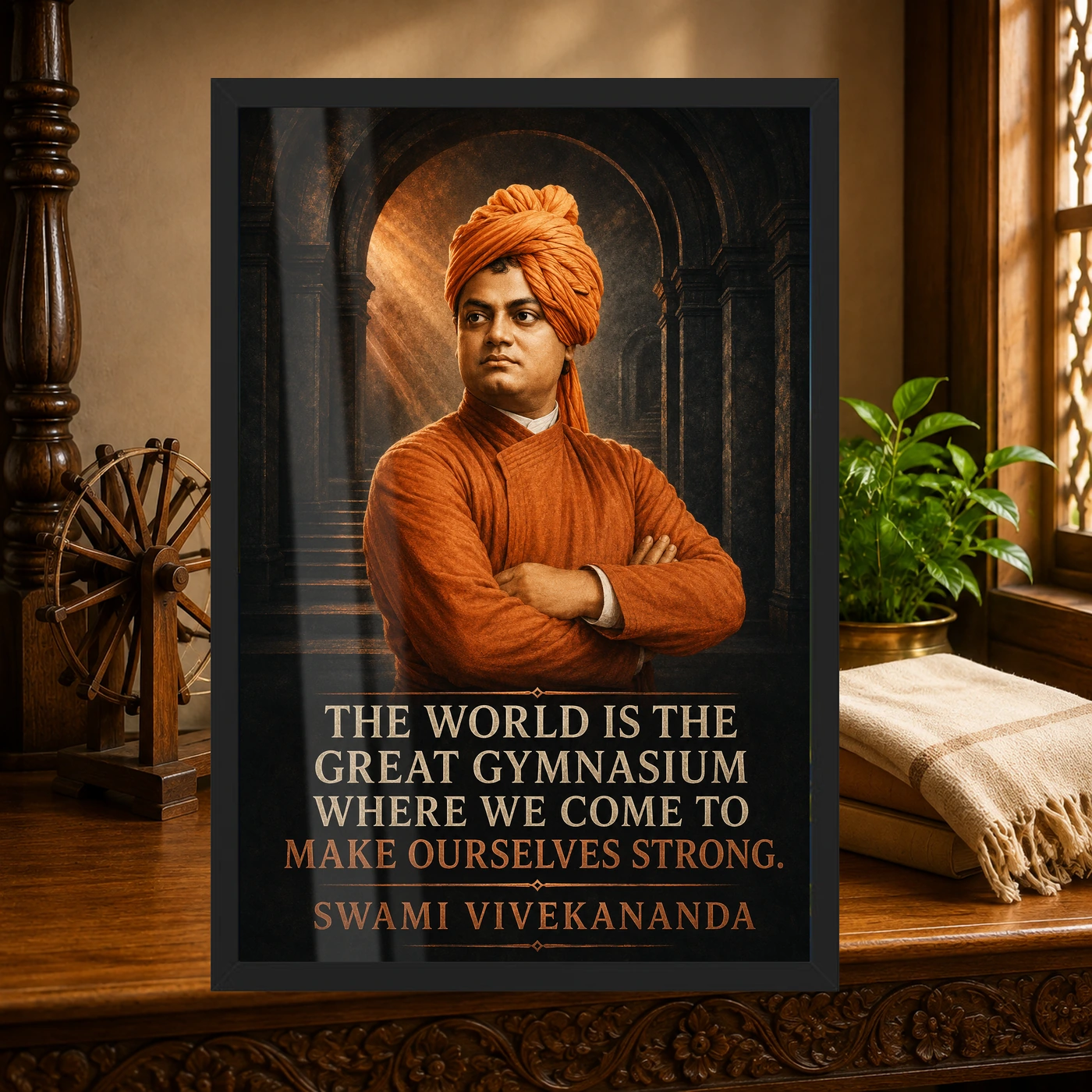 Swami Vivekananda World Is a Great Gymnasium Photo Frame, view 4