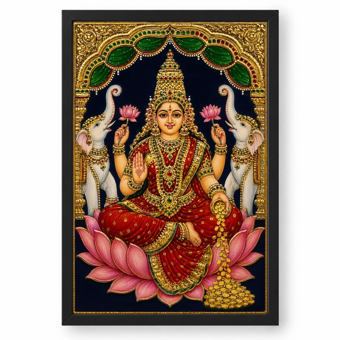 Tanjore Style Gaja Varalakshmi Photo Frame – Temple Art