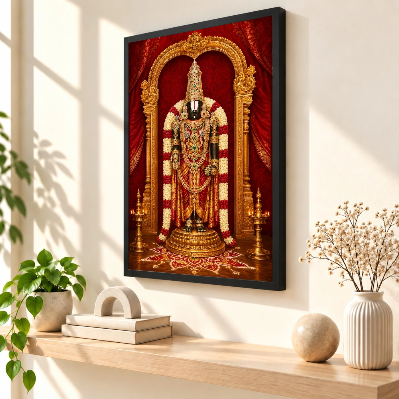 Tirumala Balaji — Red Gold Temple Radiance Frame, view 2
