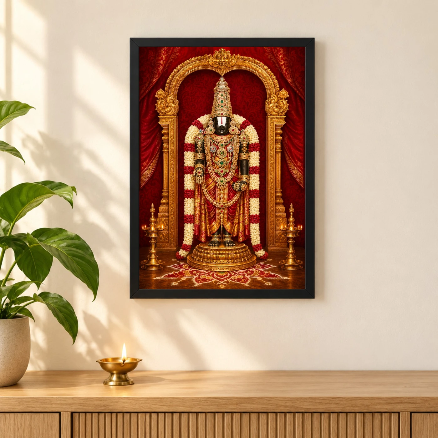 Tirumala Balaji — Red Gold Temple Radiance Frame, view 3