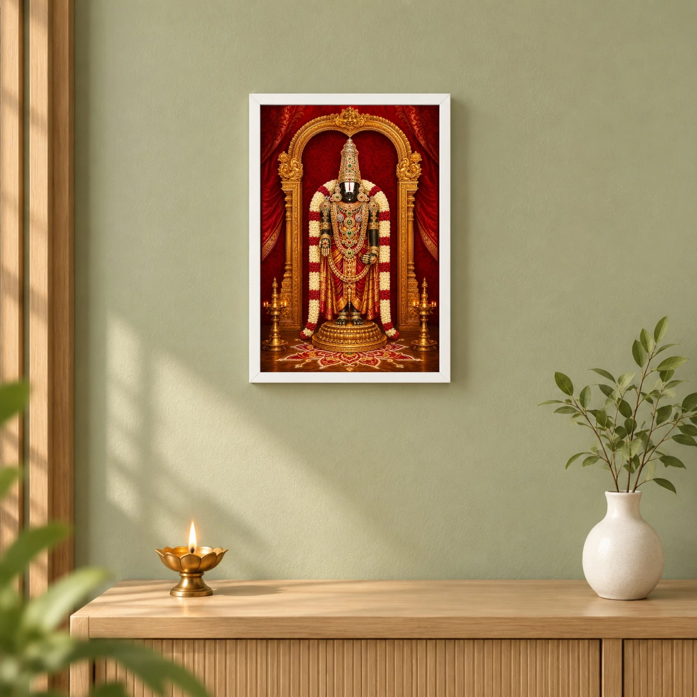 Tirumala Balaji — Red Gold Temple Radiance Frame, view 6