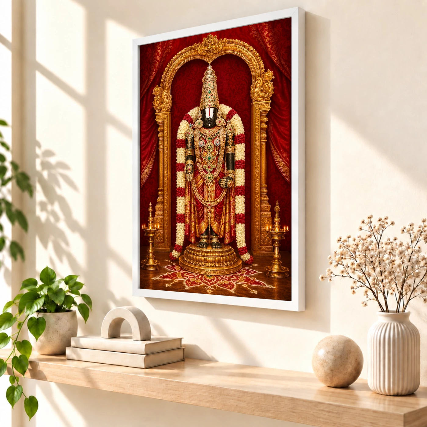 Tirumala Balaji — Red Gold Temple Radiance Frame, view 7