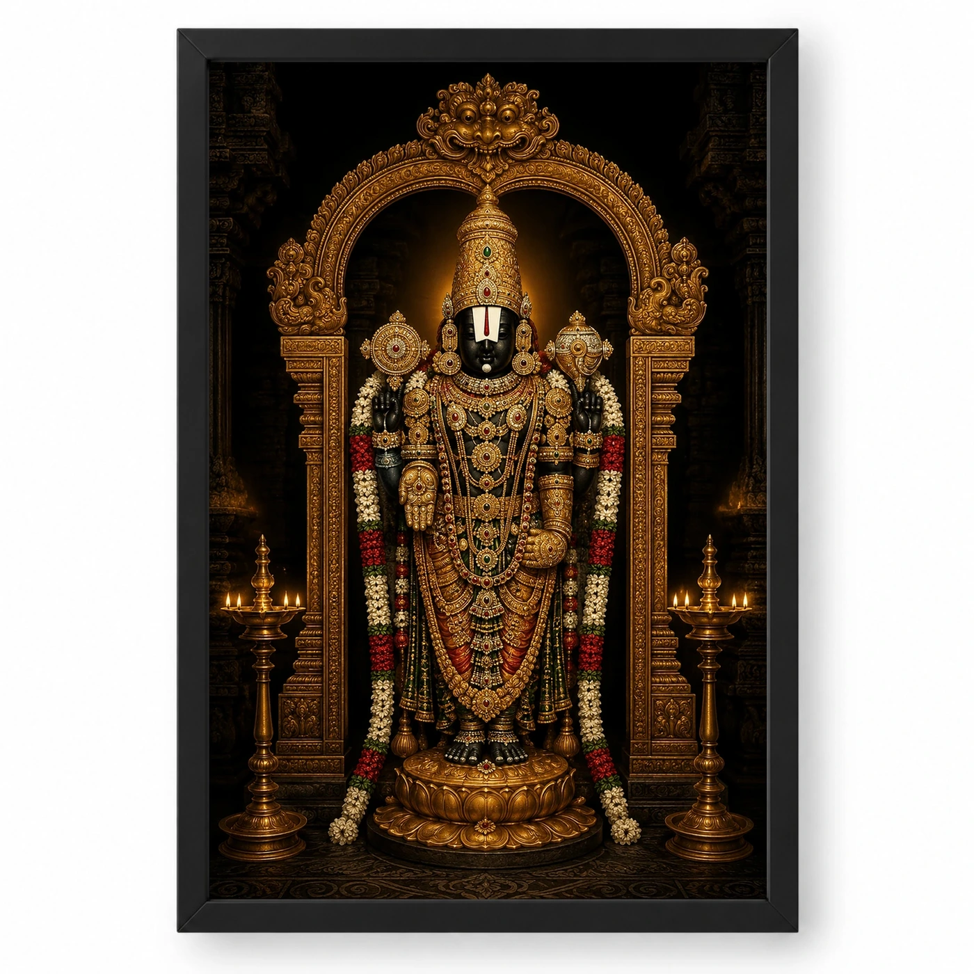 Tirupati Balaji — Black Gold Darshan Frame