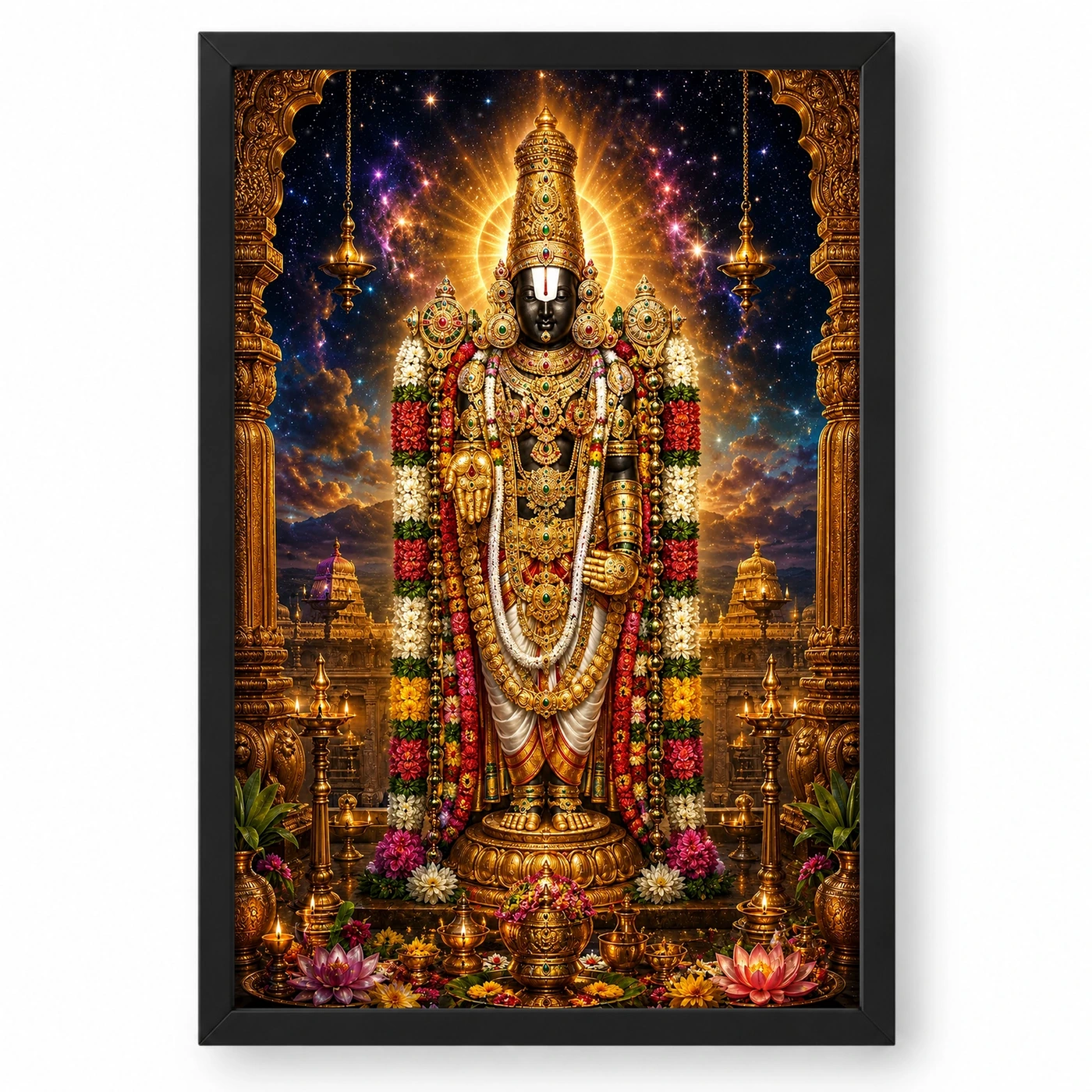 Tirupati Balaji Cosmic Celestial Aura Photo Frame