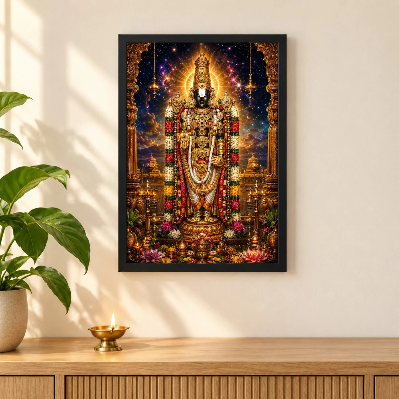 Tirupati Balaji Cosmic Celestial Aura Photo Frame, view 3