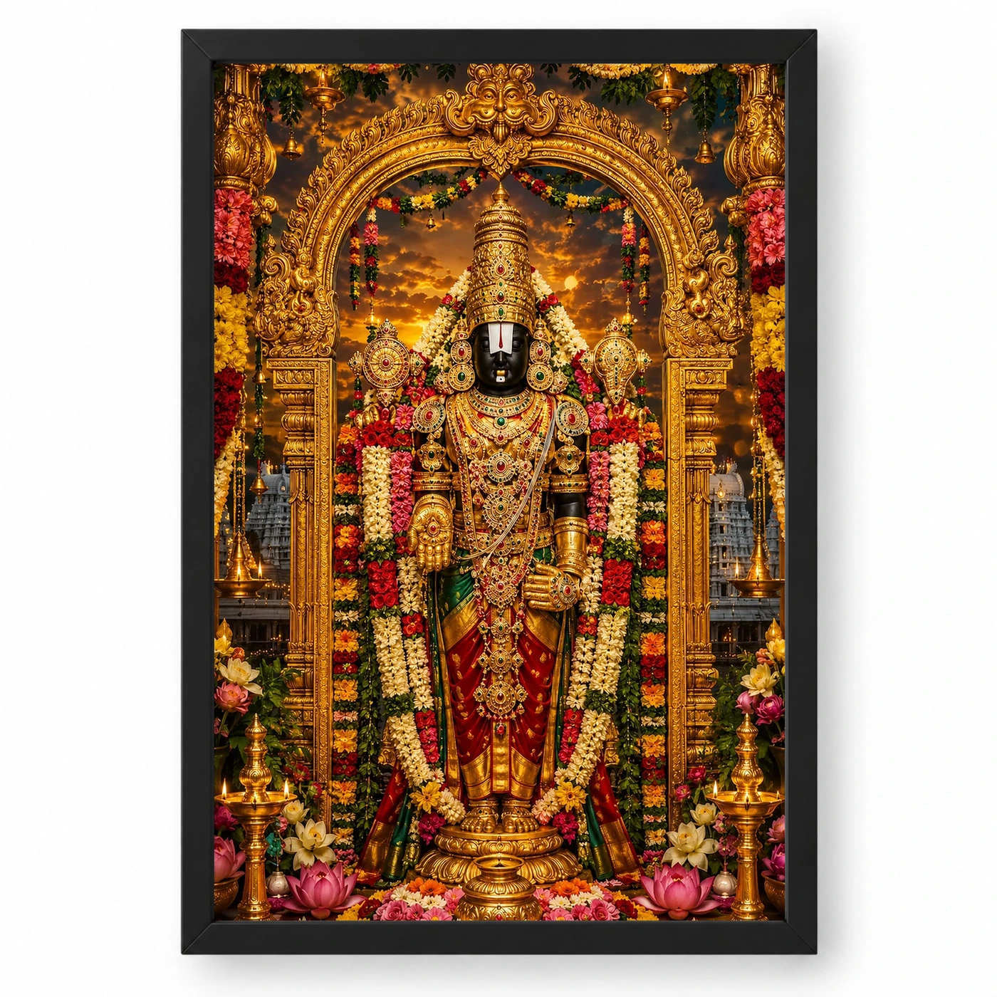 Tirupati Balaji Grand Festival Flower Decoration Photo Frame