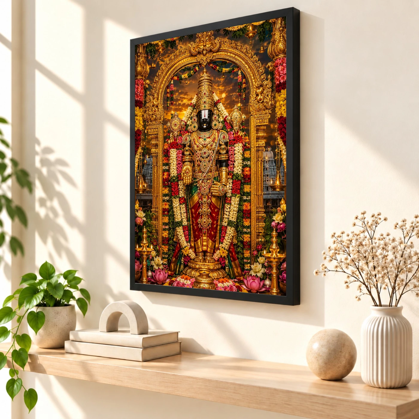 Tirupati Balaji Grand Festival Flower Decoration Photo Frame, view 2