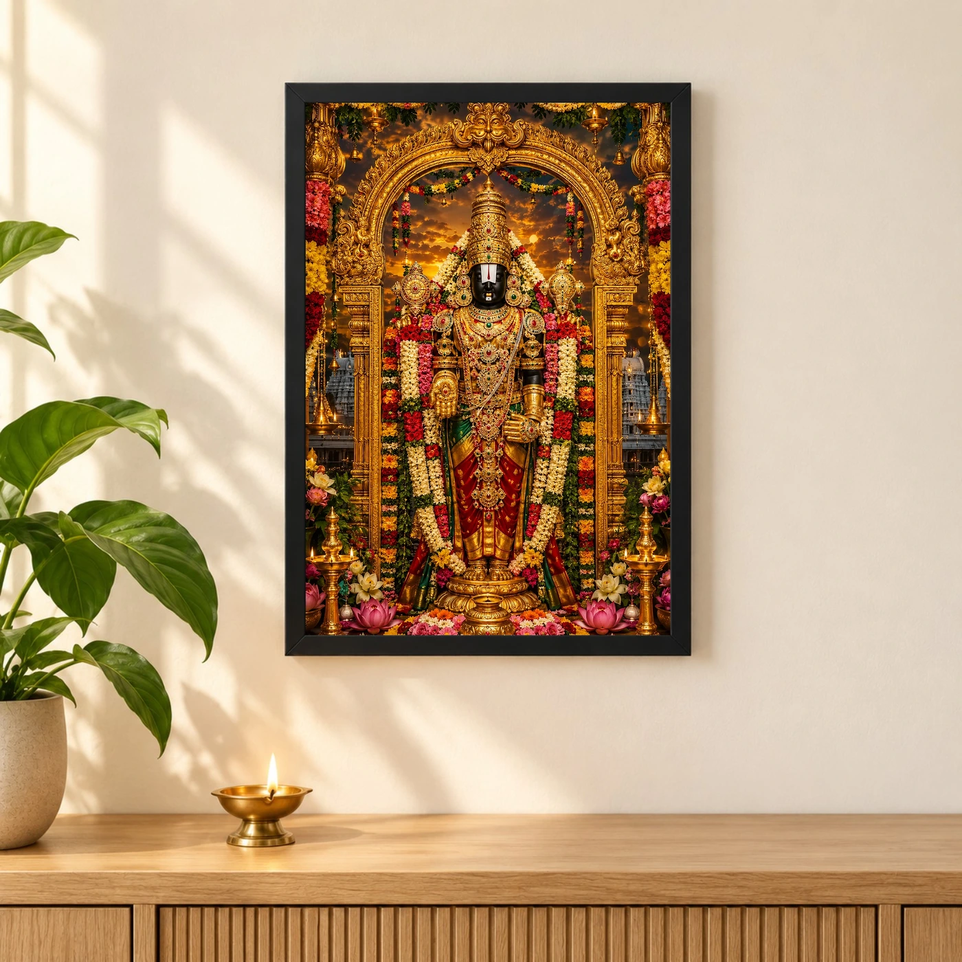 Tirupati Balaji Grand Festival Flower Decoration Photo Frame, view 3