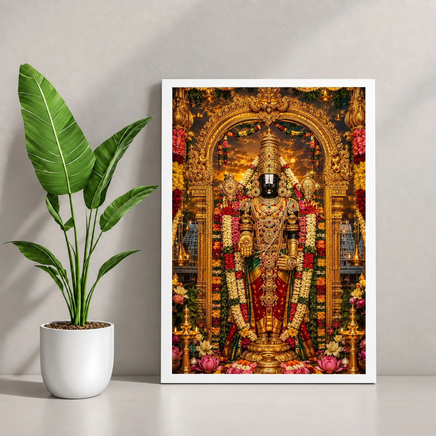 Tirupati Balaji Grand Festival Flower Decoration Photo Frame, view 4