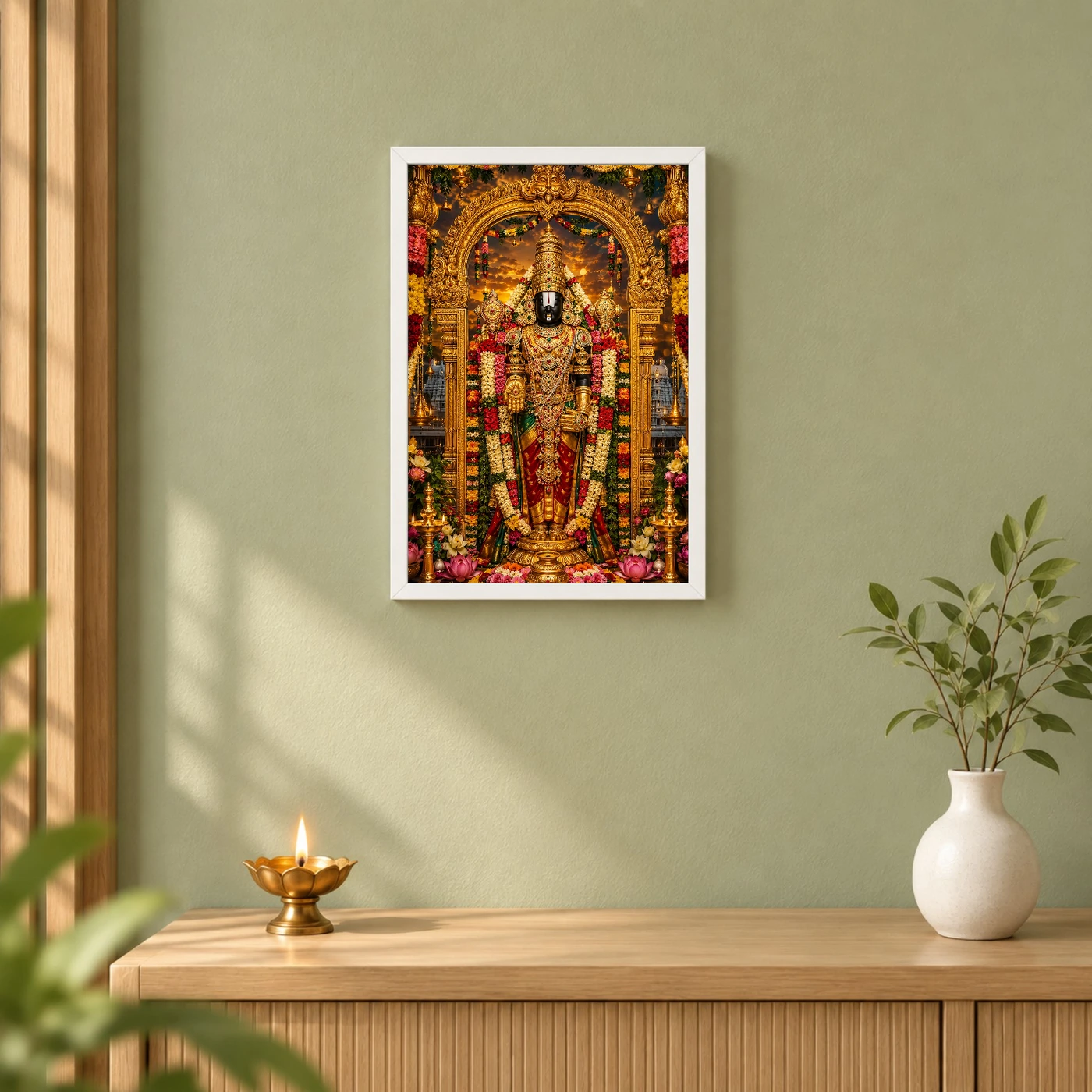 Tirupati Balaji Grand Festival Flower Decoration Photo Frame, view 6