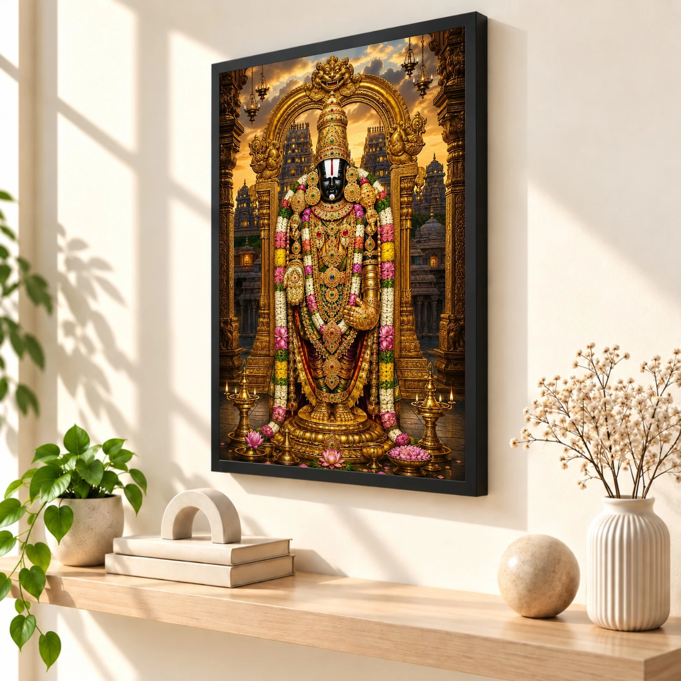 Tirupati Balaji Heritage Temple Architecture Backdrop Photo Frame, view 2