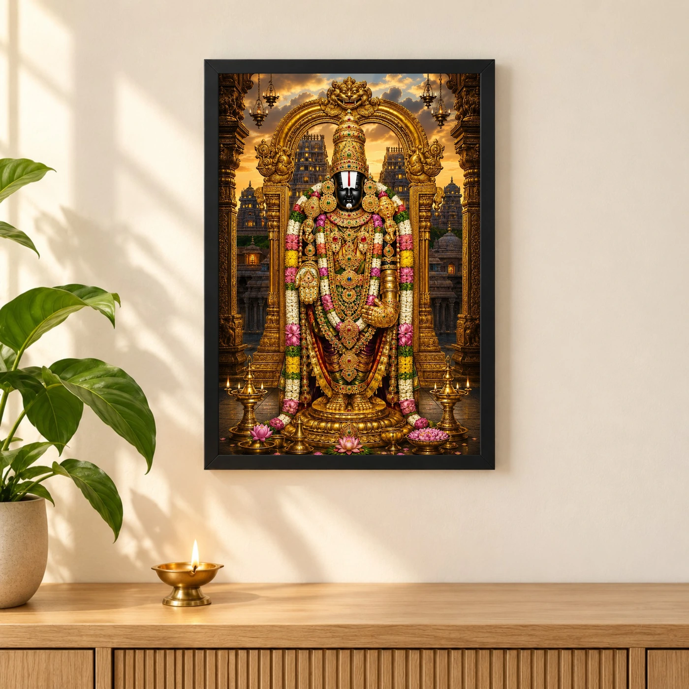 Tirupati Balaji Heritage Temple Architecture Backdrop Photo Frame, view 3
