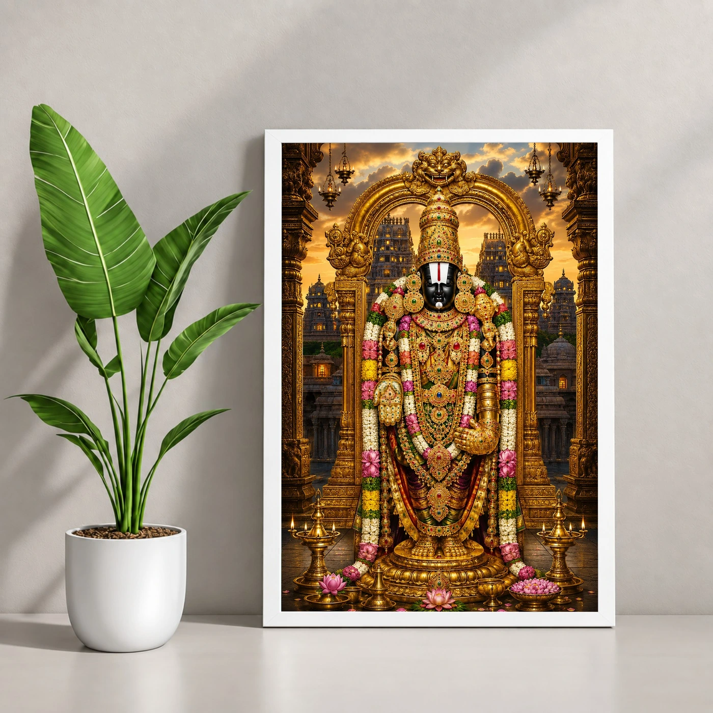 Tirupati Balaji Heritage Temple Architecture Backdrop Photo Frame, view 4
