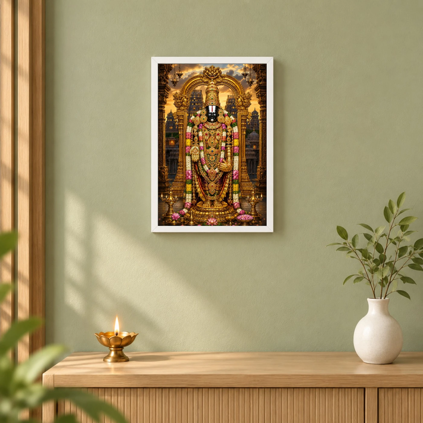 Tirupati Balaji Heritage Temple Architecture Backdrop Photo Frame, view 6